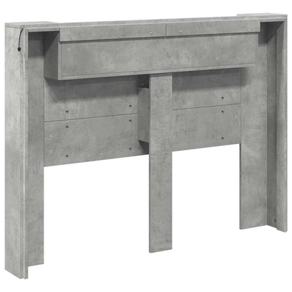 vidaXL Storage Headboard with LED Concrete Grey Engineered Wood