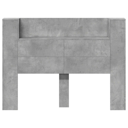 vidaXL Storage Headboard with LED Concrete Grey Engineered Wood