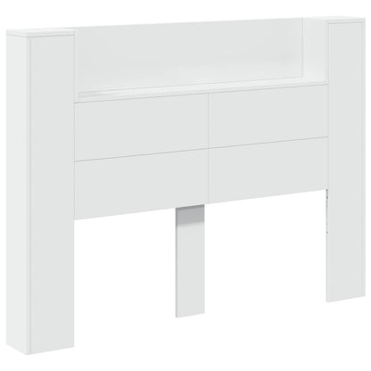 vidaXL Storage Headboard with LED White Engineered Wood