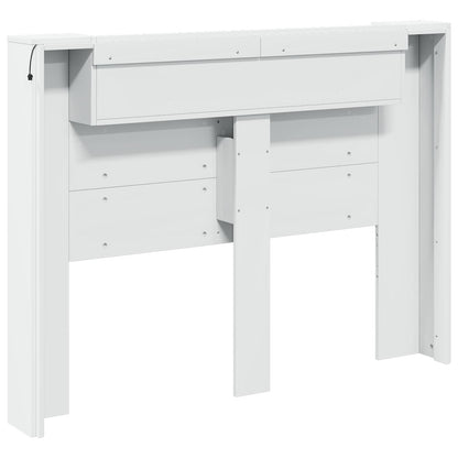 vidaXL Storage Headboard with LED White Engineered Wood