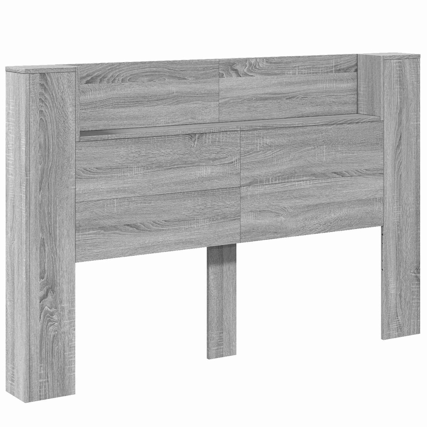 vidaXL Storage Headboard with LED Grey Sonoma Engineered Wood