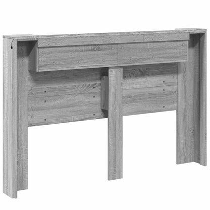 vidaXL Storage Headboard with LED Grey Sonoma Engineered Wood