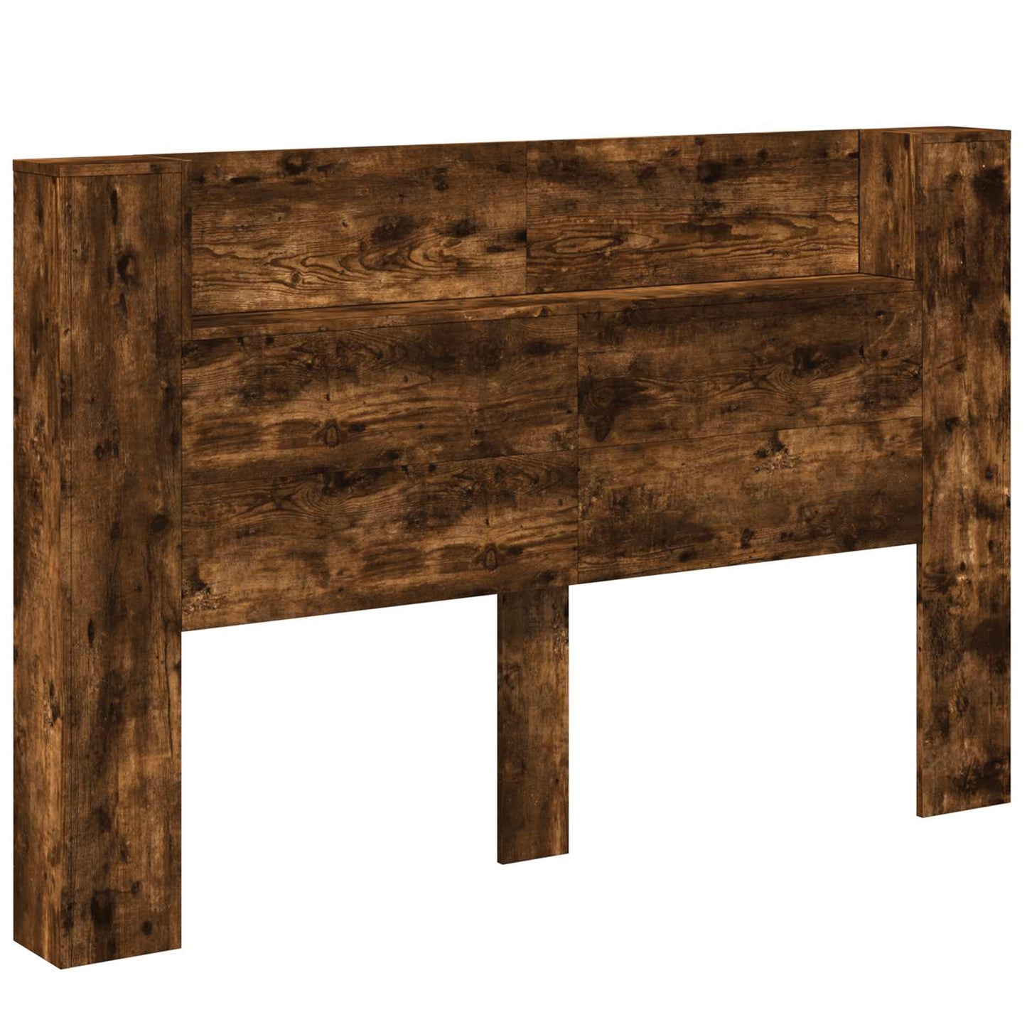 vidaXL Storage Headboard with LED Smoked Oak Engineered Wood