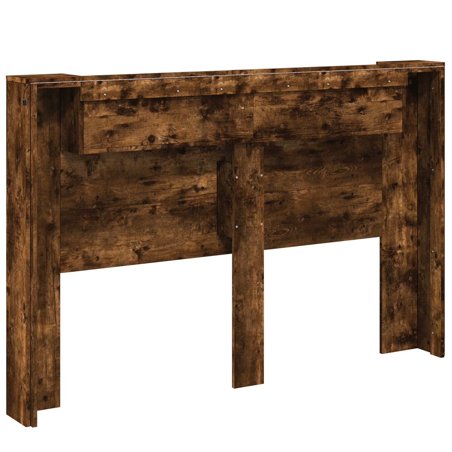 vidaXL Storage Headboard with LED Smoked Oak Engineered Wood
