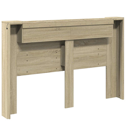 vidaXL Storage Headboard with LED Sonoma Oak Engineered Wood