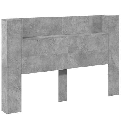 vidaXL Storage Headboard with LED Concrete Grey Engineered Wood