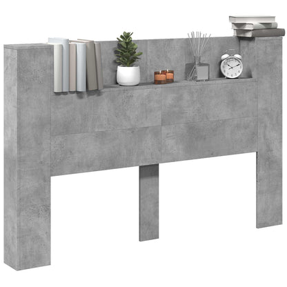 vidaXL Storage Headboard with LED Concrete Grey Engineered Wood