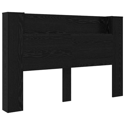 vidaXL Storage Headboard with LED Black Oak Engineered Wood
