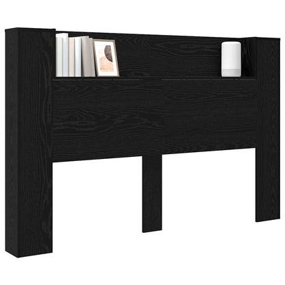 vidaXL Storage Headboard with LED Black Oak Engineered Wood