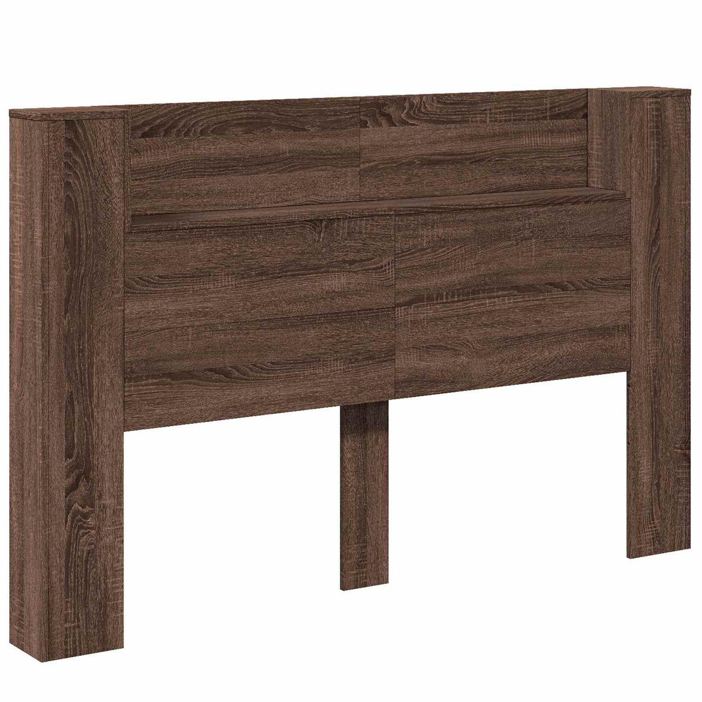 vidaXL Storage Headboard with LED Brown Oak Engineered Wood