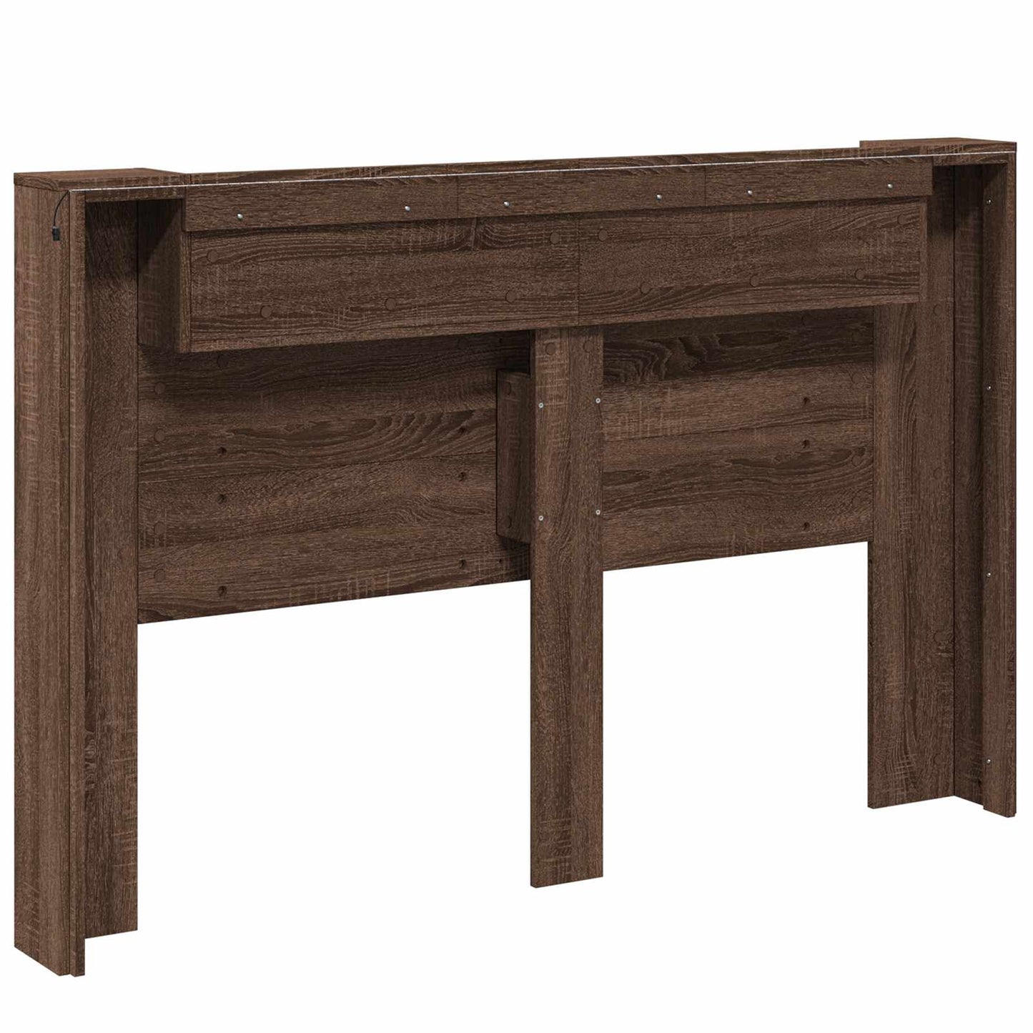 vidaXL Storage Headboard with LED Brown Oak Engineered Wood