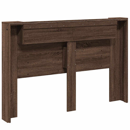 vidaXL Storage Headboard with LED Brown Oak Engineered Wood