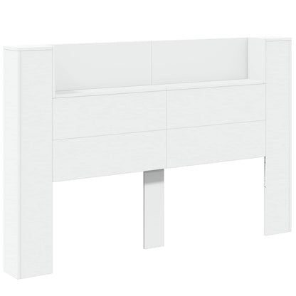vidaXL Storage Headboard with LED White Engineered Wood