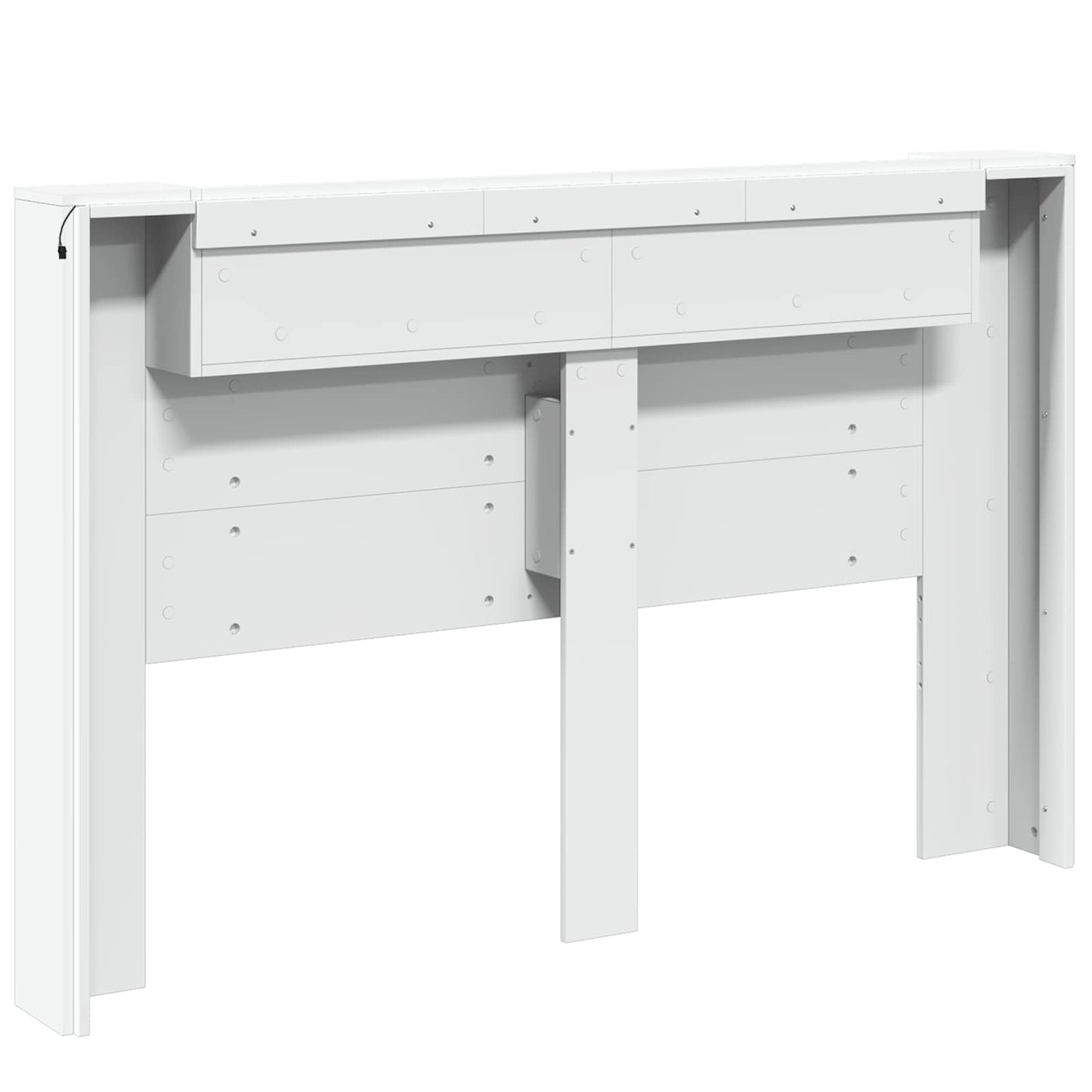 vidaXL Storage Headboard with LED White Engineered Wood