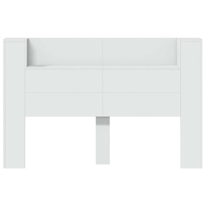 vidaXL Storage Headboard with LED White Engineered Wood