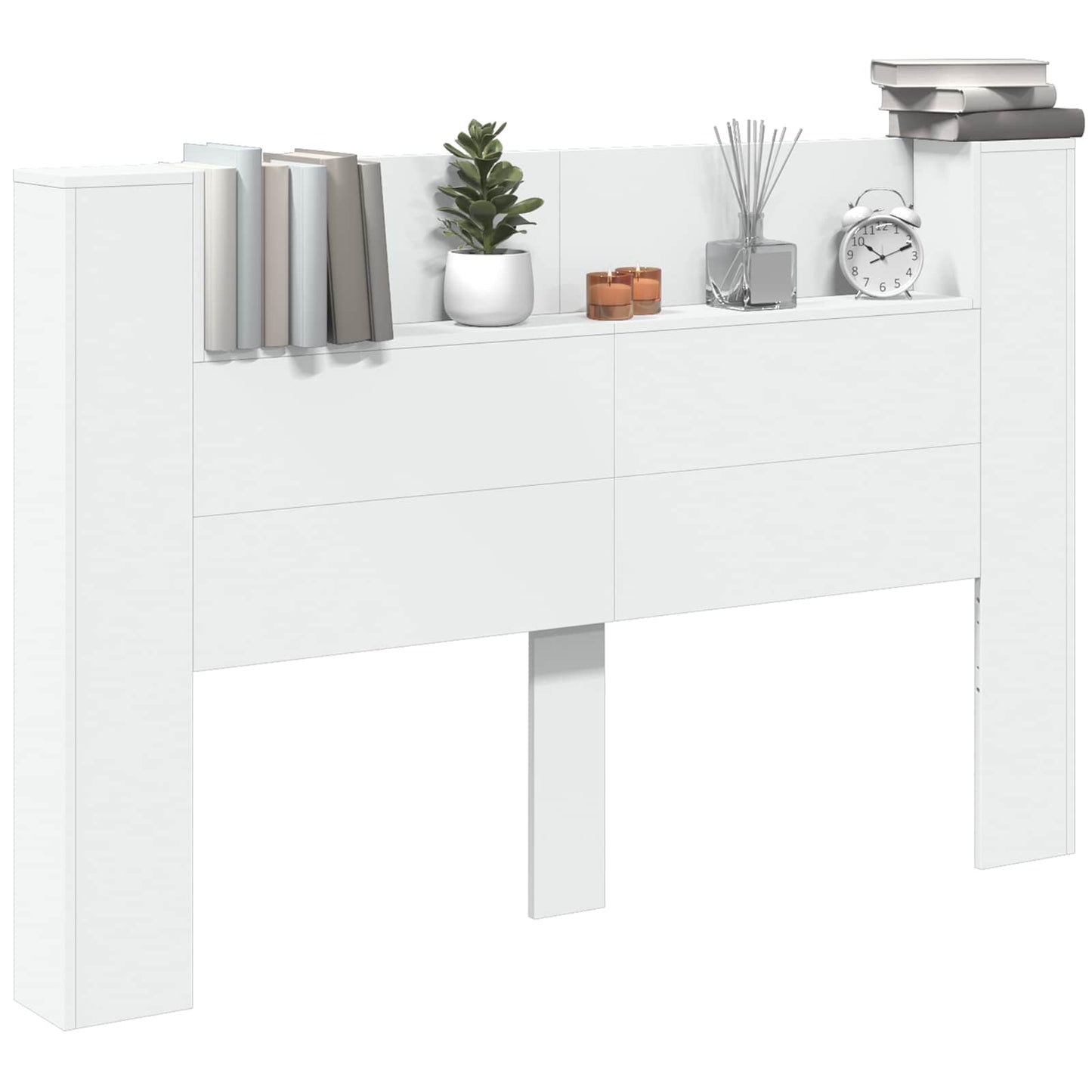 vidaXL Storage Headboard with LED White Engineered Wood