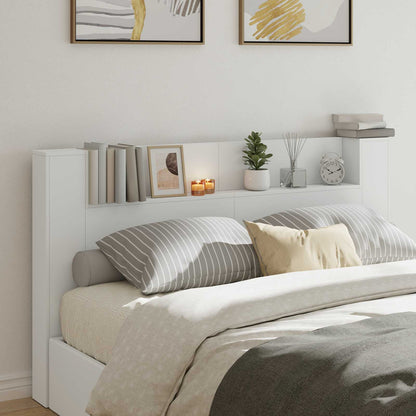 vidaXL Storage Headboard with LED White Engineered Wood