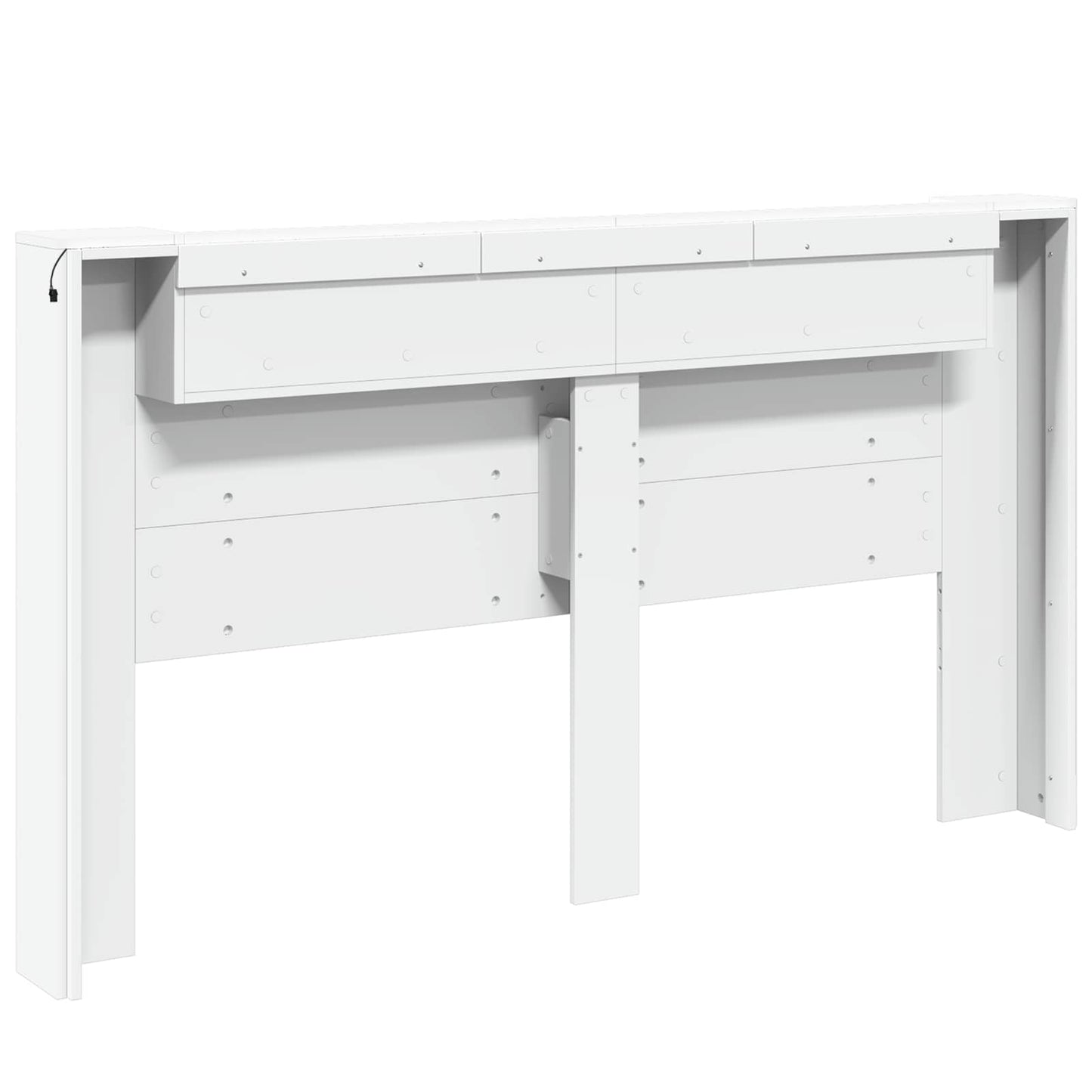 vidaXL Storage Headboard with LED White Engineered Wood