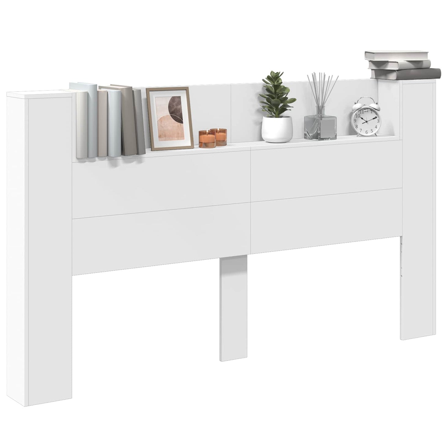vidaXL Storage Headboard with LED White Engineered Wood
