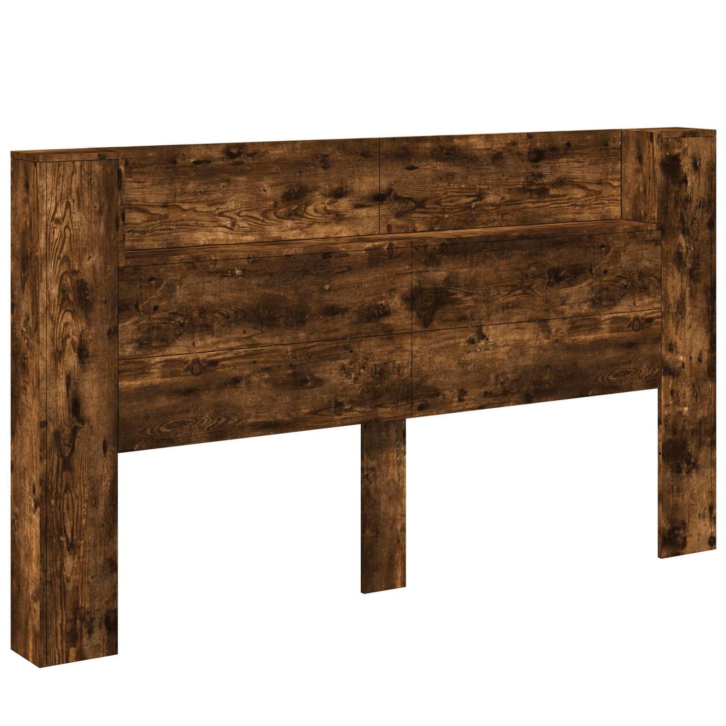 vidaXL Storage Headboard with LED Smoked Oak Engineered Wood
