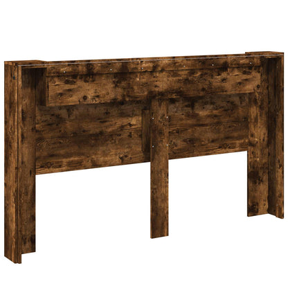 vidaXL Storage Headboard with LED Smoked Oak Engineered Wood
