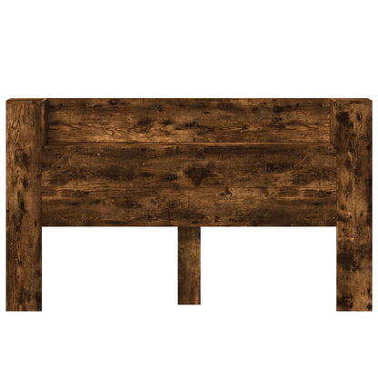 vidaXL Storage Headboard with LED Smoked Oak Engineered Wood