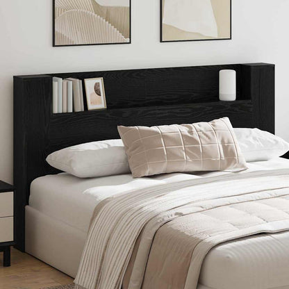 vidaXL Storage Headboard with LED Black Oak Engineered Wood