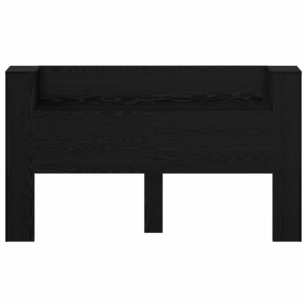 vidaXL Storage Headboard with LED Black Oak Engineered Wood