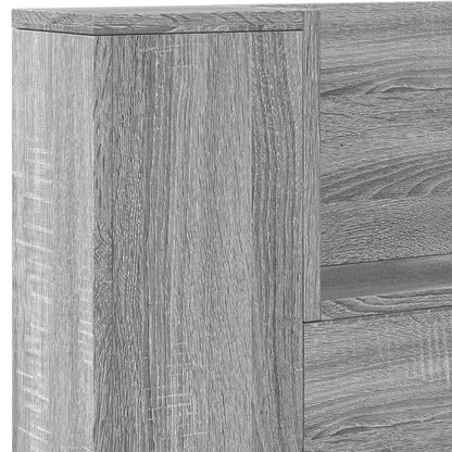 vidaXL Storage Headboard with LED Grey Sonoma Engineered Wood