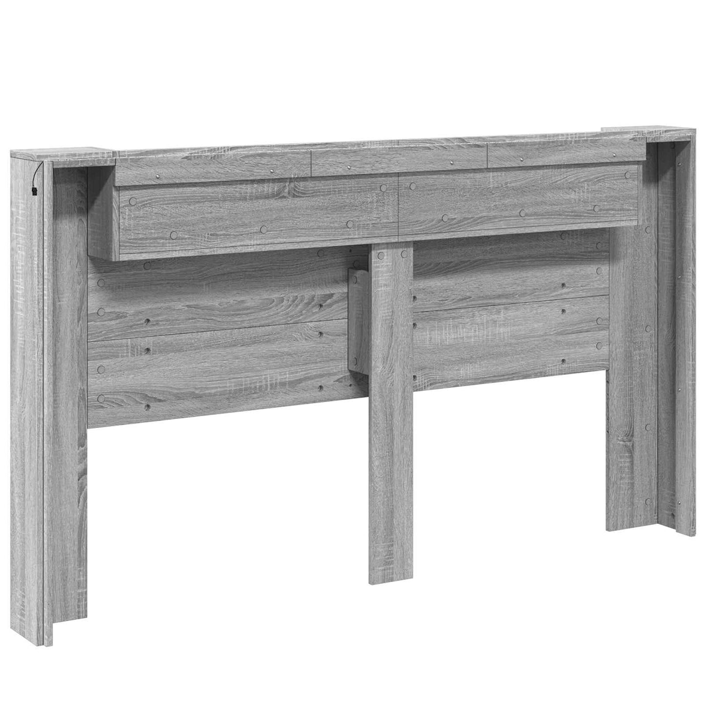 vidaXL Storage Headboard with LED Grey Sonoma Engineered Wood