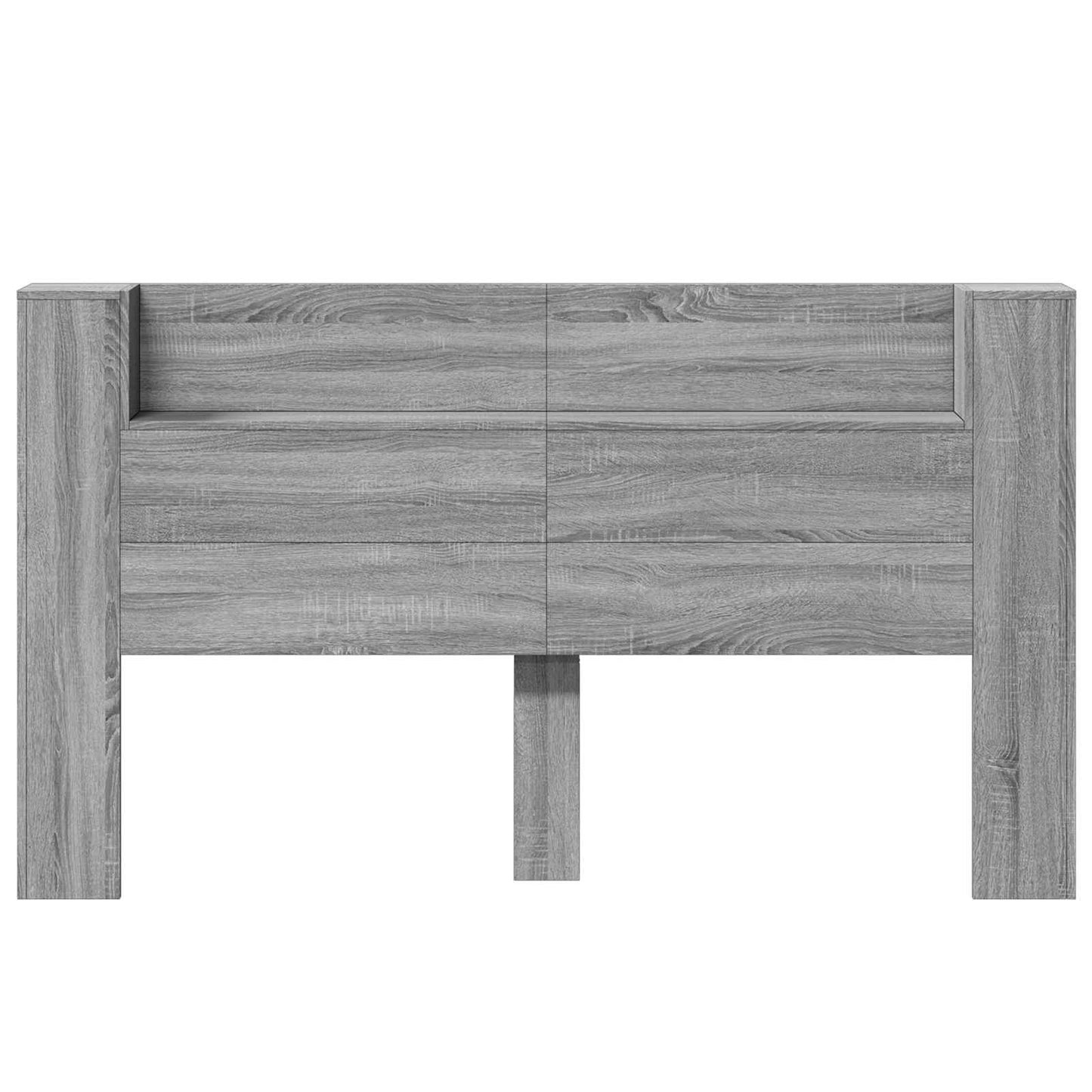 vidaXL Storage Headboard with LED Grey Sonoma Engineered Wood