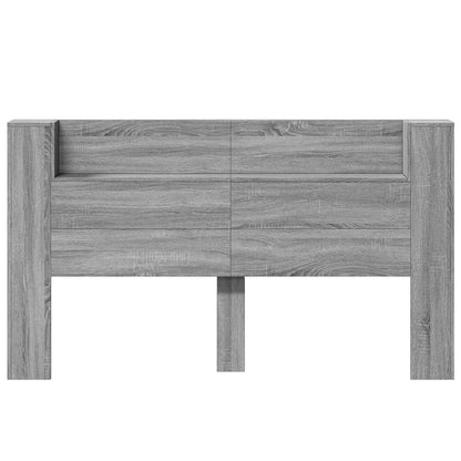 vidaXL Storage Headboard with LED Grey Sonoma Engineered Wood