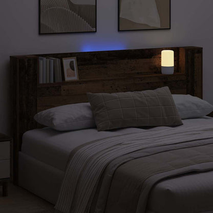vidaXL Storage Headboard with LED Old Wood Engineered Wood