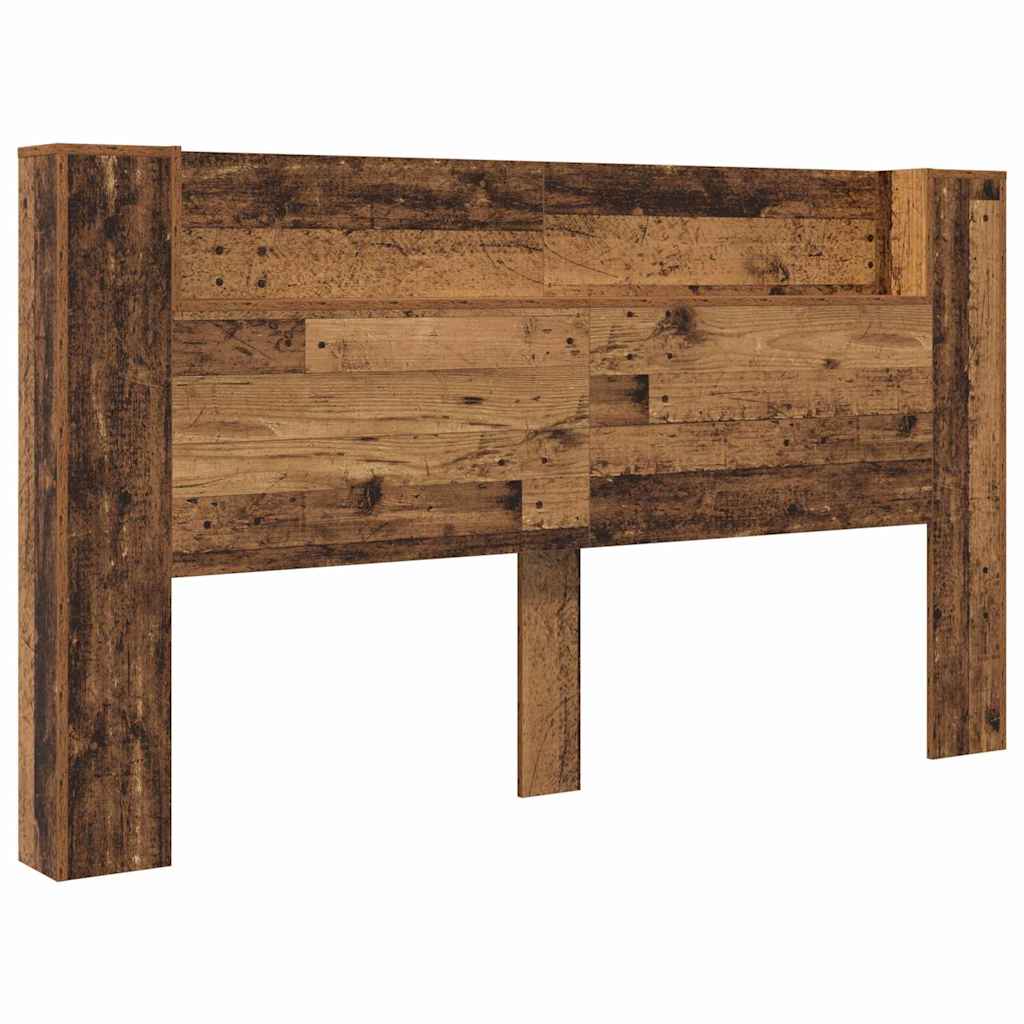 vidaXL Storage Headboard with LED Old Wood Engineered Wood