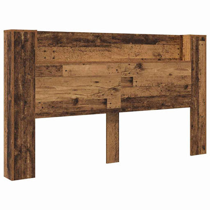 vidaXL Storage Headboard with LED Old Wood Engineered Wood