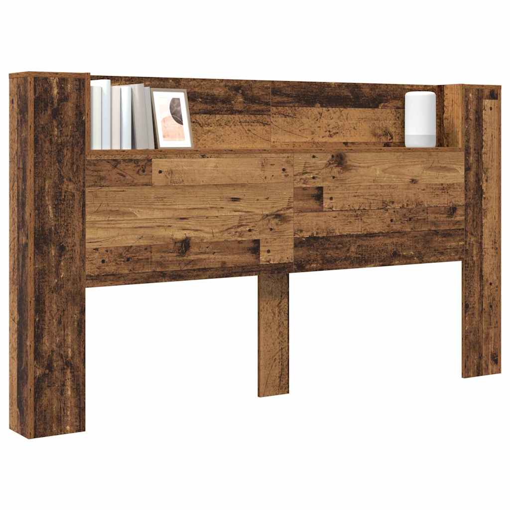 vidaXL Storage Headboard with LED Old Wood Engineered Wood