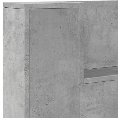 vidaXL Storage Headboard with LED Concrete Grey Engineered Wood