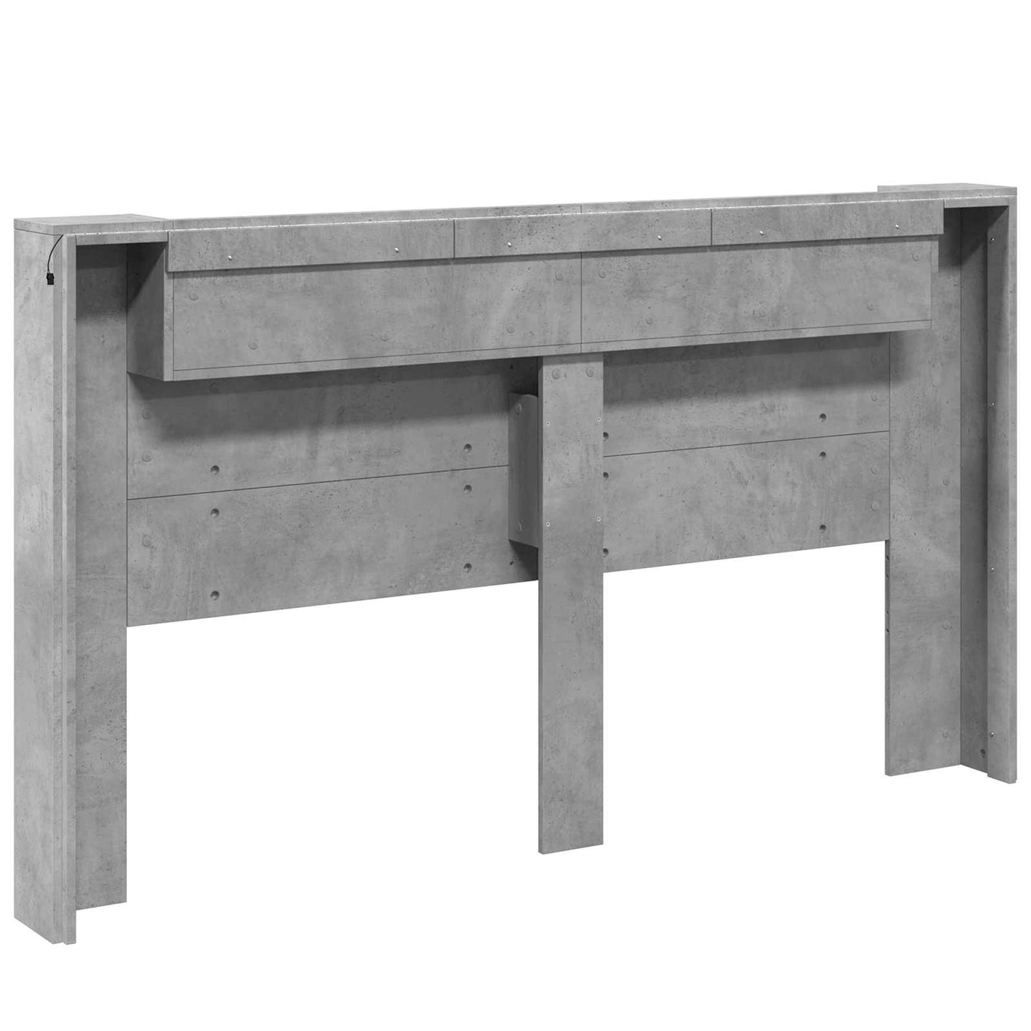 vidaXL Storage Headboard with LED Concrete Grey Engineered Wood