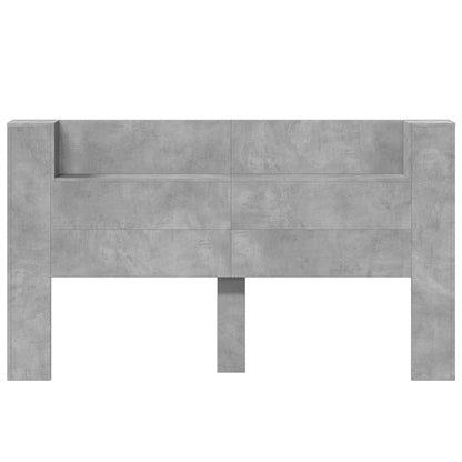 vidaXL Storage Headboard with LED Concrete Grey Engineered Wood