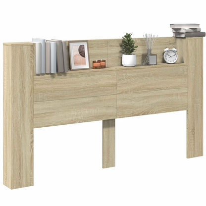 vidaXL Storage Headboard with LED Sonoma Oak Engineered Wood