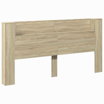 vidaXL Storage Headboard with LED Sonoma Oak Engineered Wood
