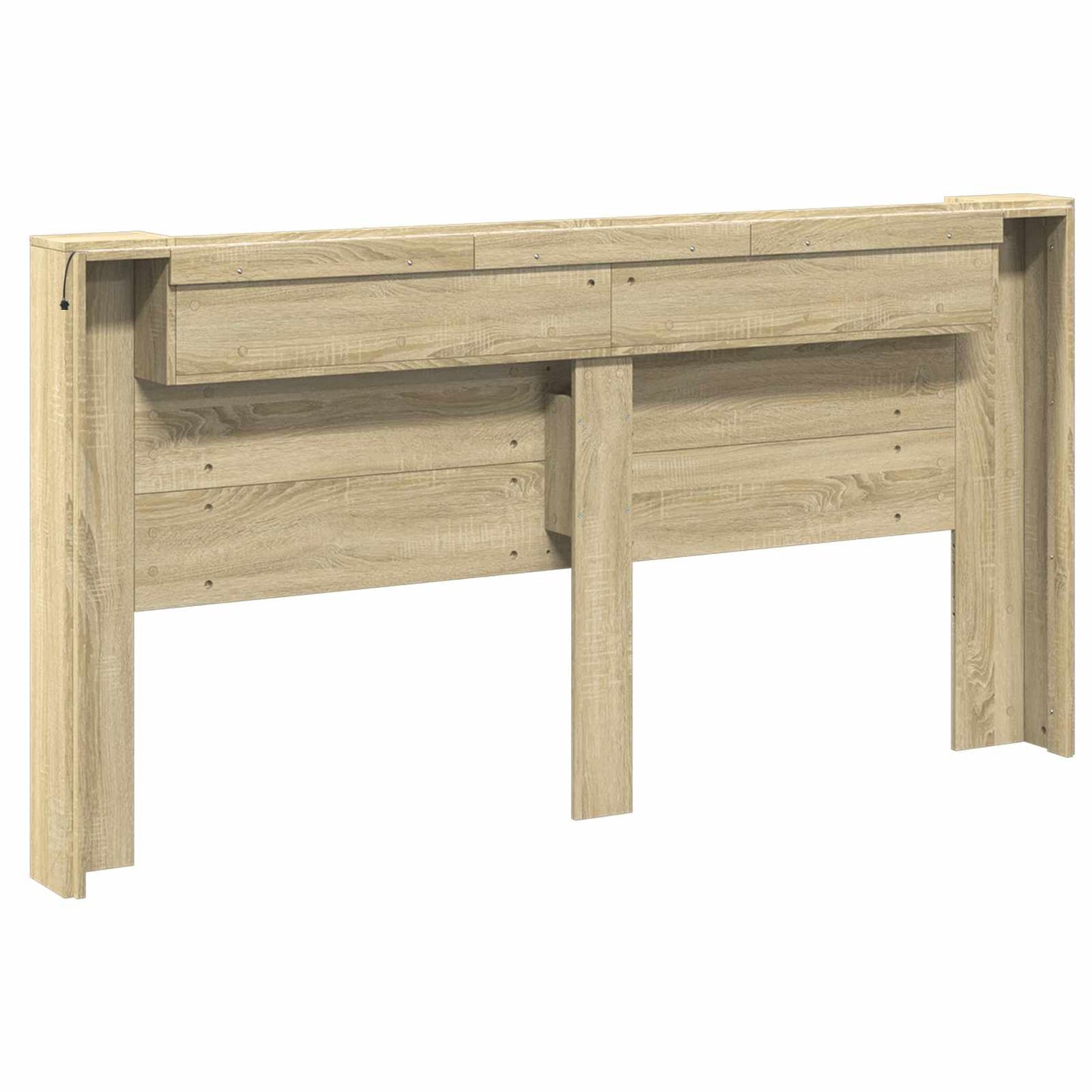 vidaXL Storage Headboard with LED Sonoma Oak Engineered Wood
