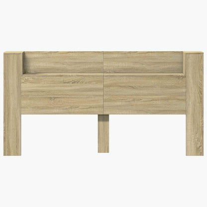 vidaXL Storage Headboard with LED Sonoma Oak Engineered Wood