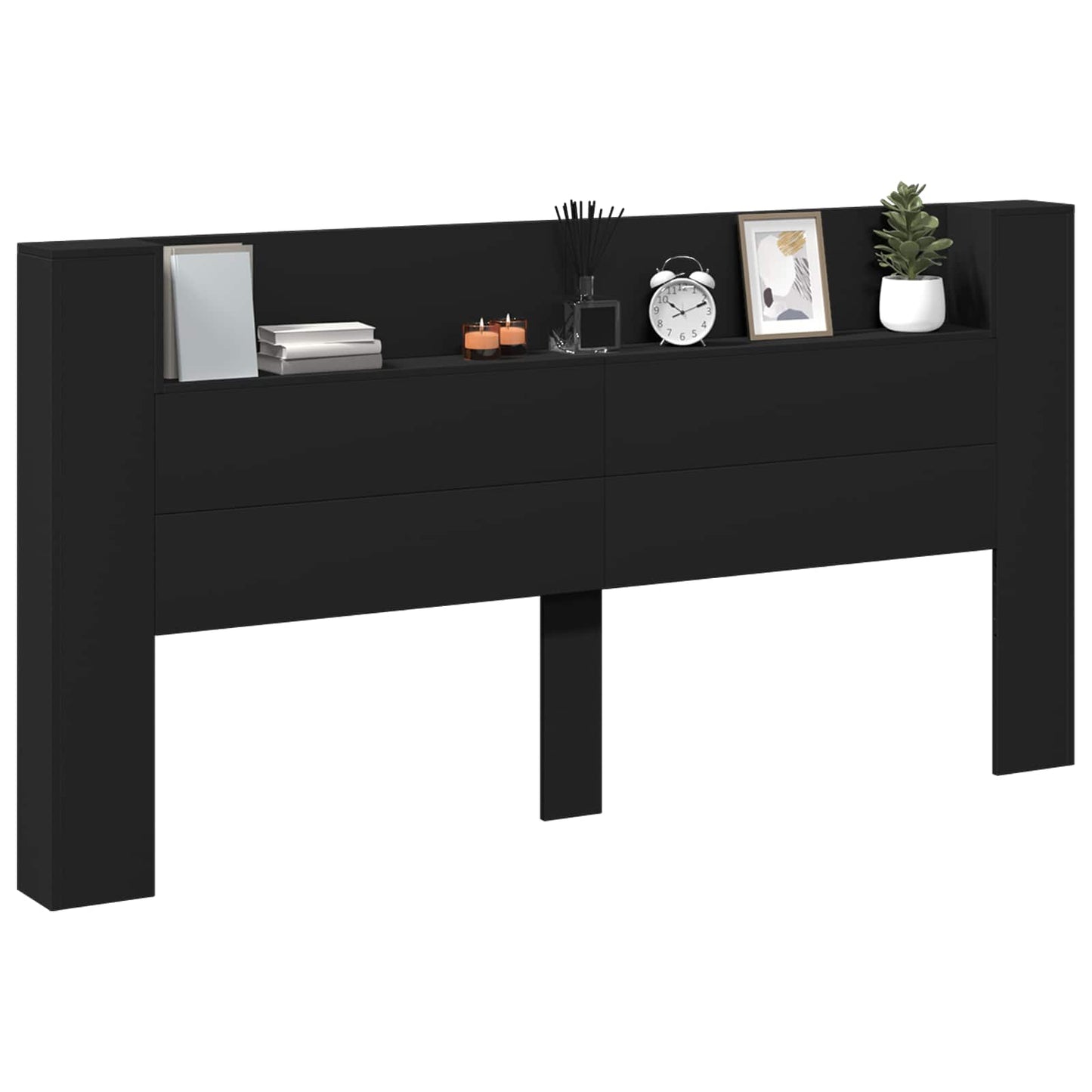 vidaXL Headboard Black 200 x 16.5 x 103.5 cm Engineered Wood
