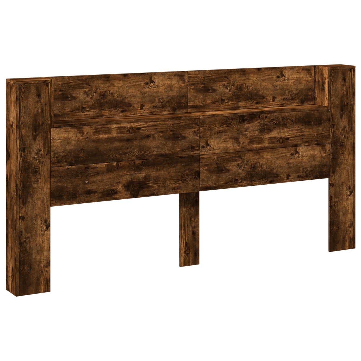 vidaXL Storage Headboard with LED Smoked Oak Engineered Wood