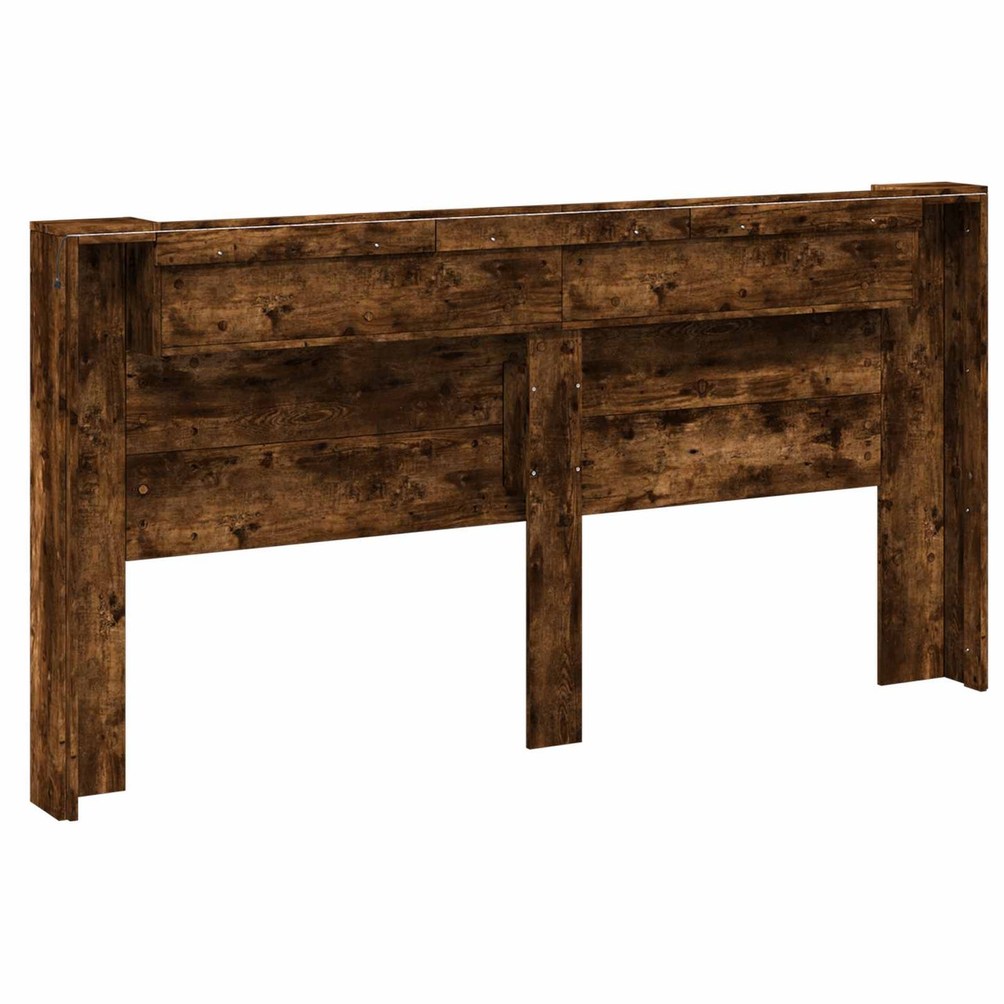 vidaXL Storage Headboard with LED Smoked Oak Engineered Wood
