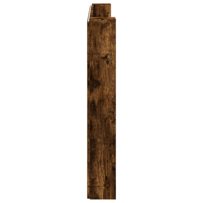 vidaXL Storage Headboard with LED Smoked Oak Engineered Wood