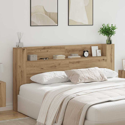 vidaXL Storage Headboard with LED Artisan Oak Engineered Wood