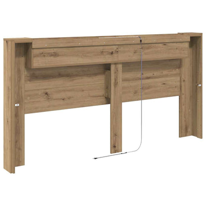 vidaXL Storage Headboard with LED Artisan Oak Engineered Wood