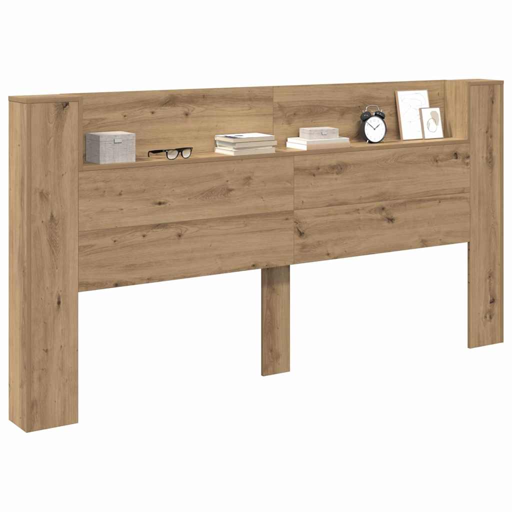 vidaXL Storage Headboard with LED Artisan Oak Engineered Wood